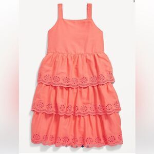 NWT New OLD NAVY Tiered Eyelet Lace Sundress Sundress Coral Orange Girls XXL 18